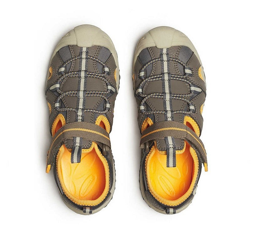 Allen's Bootery Merrell Hydro 2 brown and orange water-friendly kids sandals with hook-and-loop closure