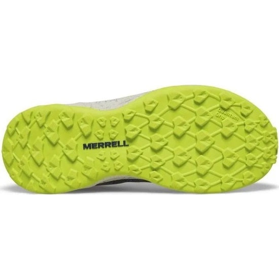 Allen's Bootery Merrell Moab Flight kids trail shoe showing the bright citron green QuantumGrip rubber outsole