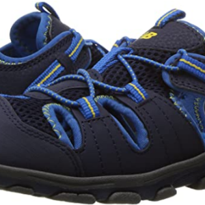 Allen's Bootery little kid's navy and blue closed-toe rugged sandals with mesh panels and adjustable bungee laces.