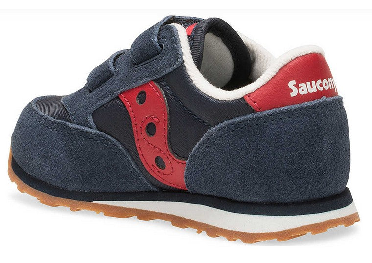 Allen's Bootery navy and red Saucony Baby Jazz toddler sneaker with leather and mesh upper and rubber traction sole