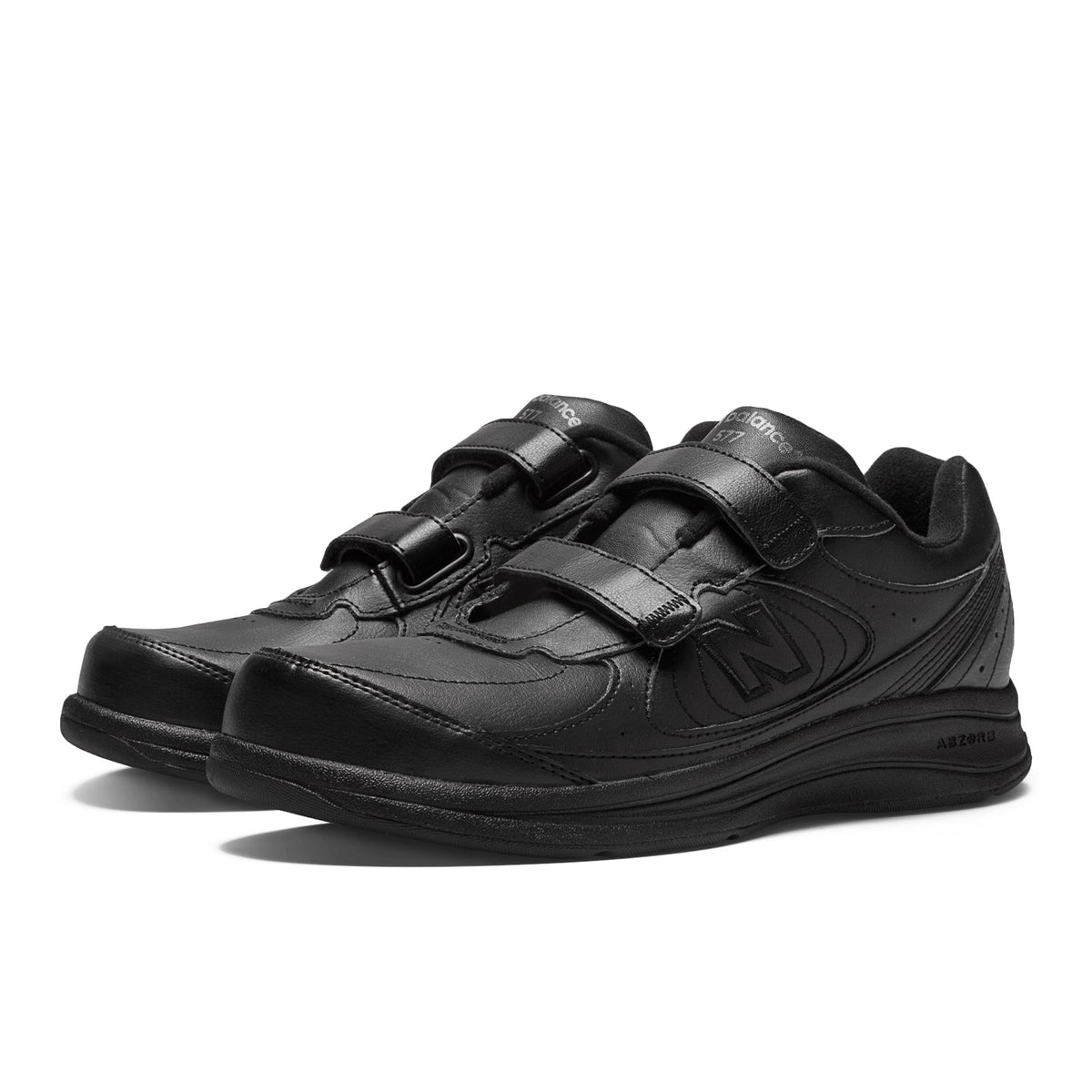 Allen's Bootery New Balance 577 all-leather black walking shoes with convenient hook-and-loop closure straps