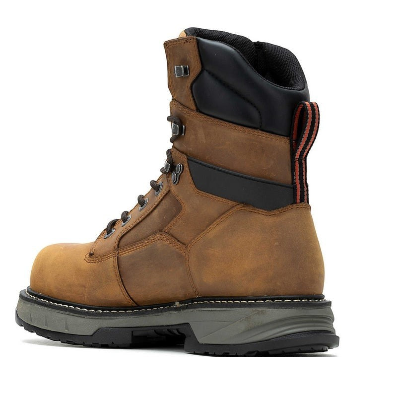 Allen's Bootery ReForce 8-inch waterproof brown leather work boot with CarbonMax composite toe and durable outsole.