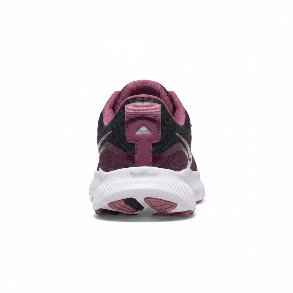 Allen's Bootery Little Kid's RIDE 15 Sundown running shoe in burgundy and black with white PWRRUN cushioned sole