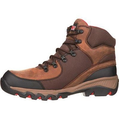 Allen's Bootery Rocky AdaptaGrip brown full-grain leather and textile composite toe waterproof work boot.