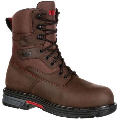 Allen's Bootery Rocky Ironclad LT brown waterproof steel toe work boot with leather and nylon construction.