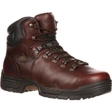 Allen's Bootery Rocky MobiLite brown leather steel toe waterproof work boots with lace-up design and rubber outsole.