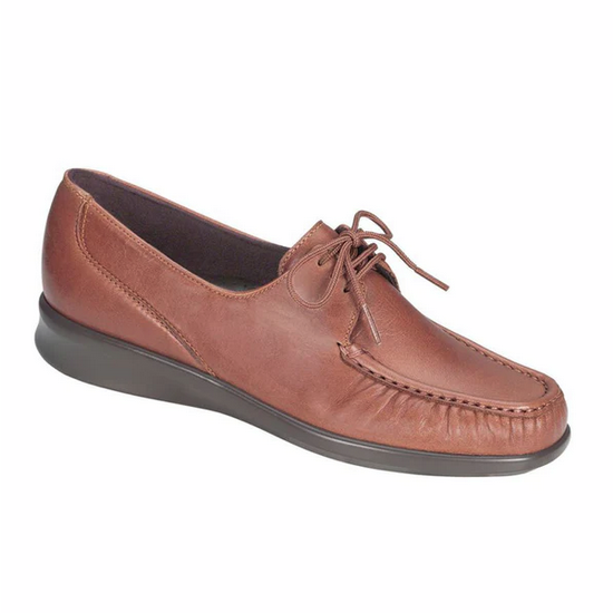 Allen's Bootery SAS Petra tan leather women's moccasin loafers with lace-up closure and cushioned sole