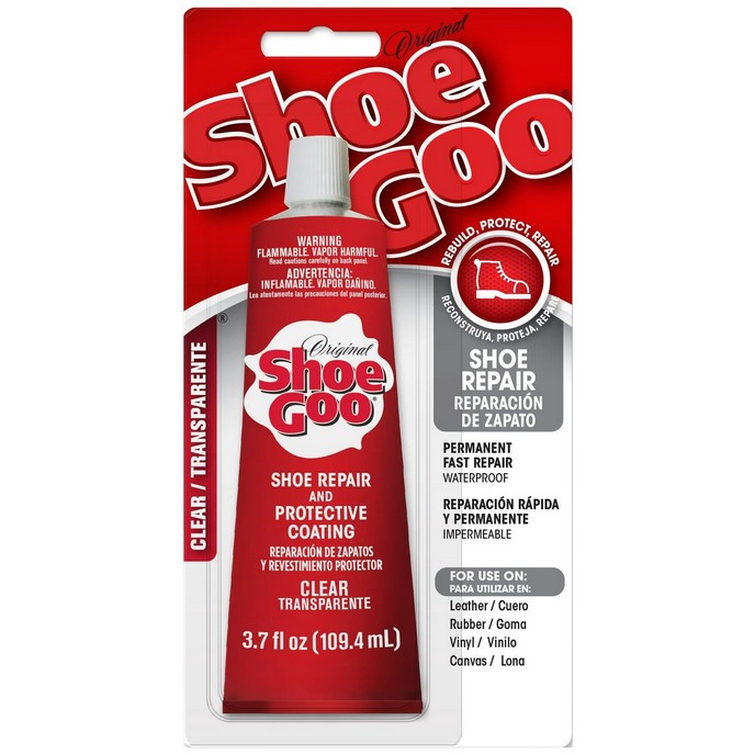 Allen's Bootery Shoe Goo Clear 3.7 oz tube for shoe repair and protective coating. Waterproof and abrasion resistant.