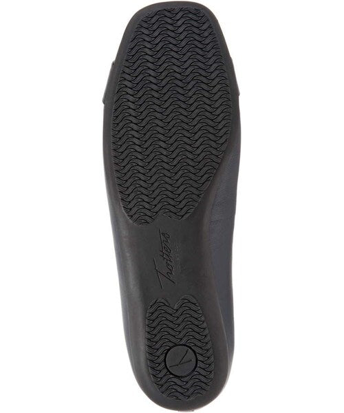Allen's Bootery Sizzle grey ballerina flat showing the slip-resistant black rubber outsole with wave tread pattern