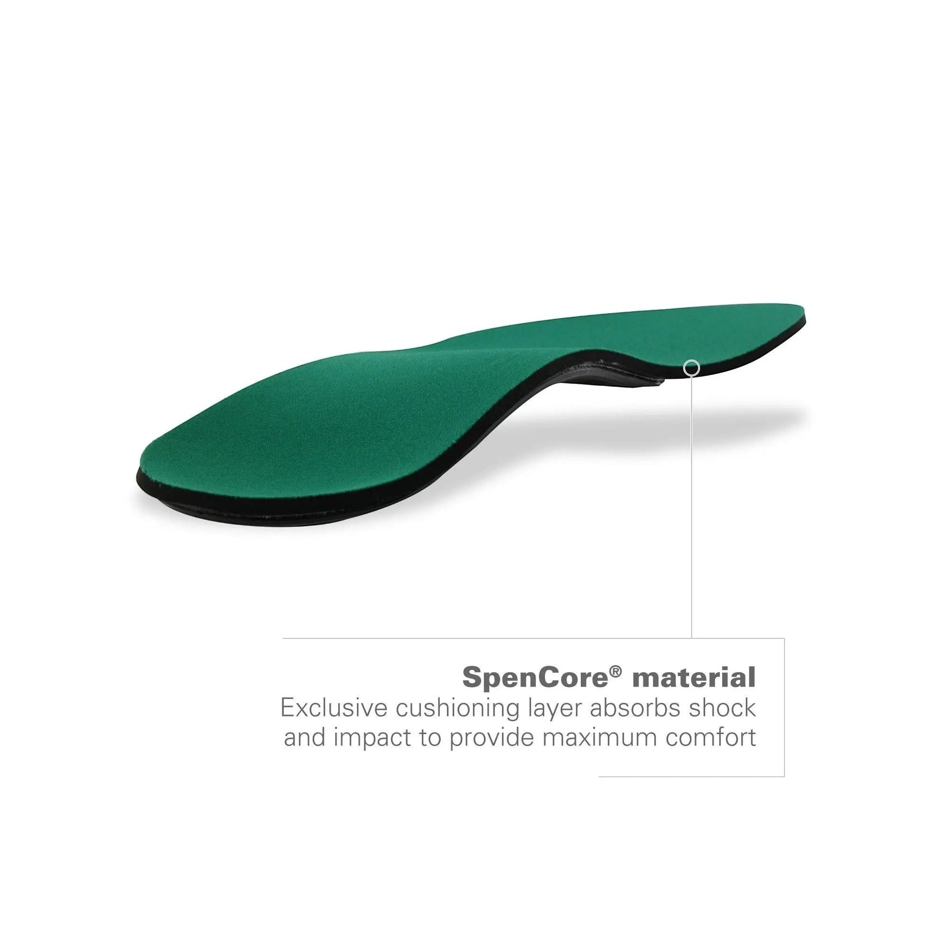 Allen's Bootery Spenco full length orthotic arch support insole with green SpenCore cushioning material