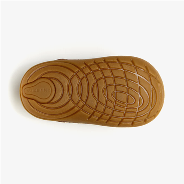 Allen's Bootery Stride Rite Sonny sneaker sandal showing the brown high-traction rubber outsole from below