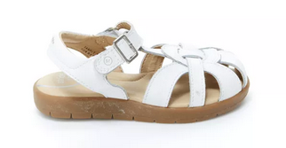 Allen's Bootery Stride Rite white closed-toe leather fisherman sandal for kids with adjustable buckle strap