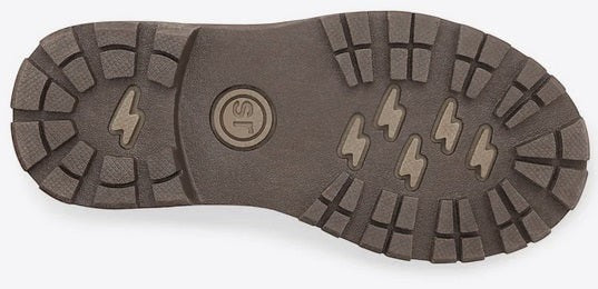 Allen's Bootery Jill toddler boot brown rubber outsole with lightning bolt tread pattern