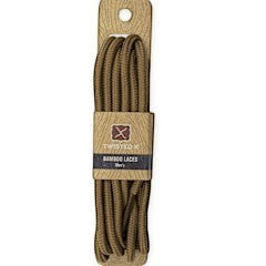 Allen's Bootery Twisted X brown bamboo replacement shoe laces on a branded cardboard display card.