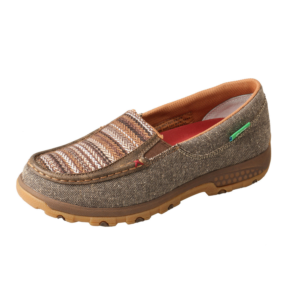 Allen's Bootery Twisted X slip-on driving moc in dust and multi-colored ecoTWX tweed with CellStretch comfort sole.