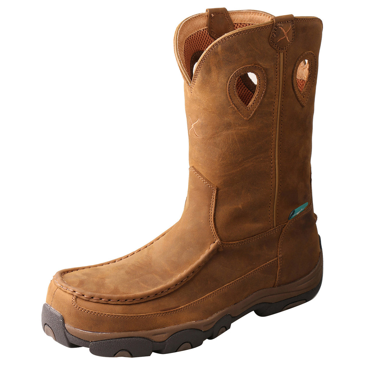 Allen's Bootery Twisted X men's brown leather waterproof pull-on hiker work boot with composite toe and rubber outsole