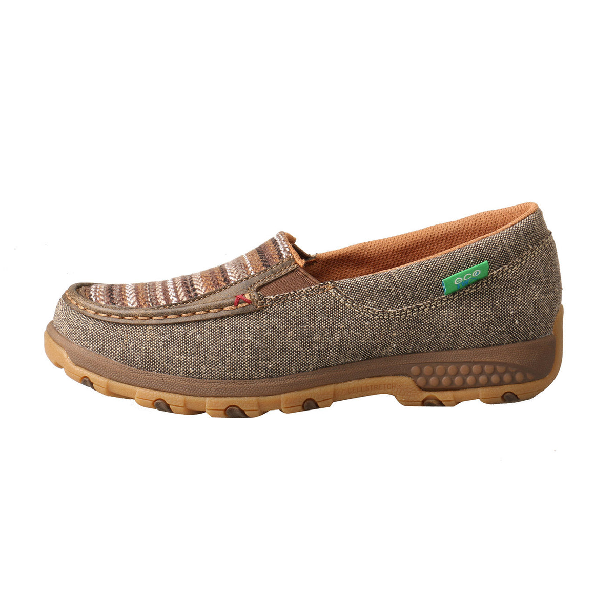 Allen's Bootery Twisted X slip-on driving moc in dust multi ecoTWX tweed fabric with CellStretch comfort technology