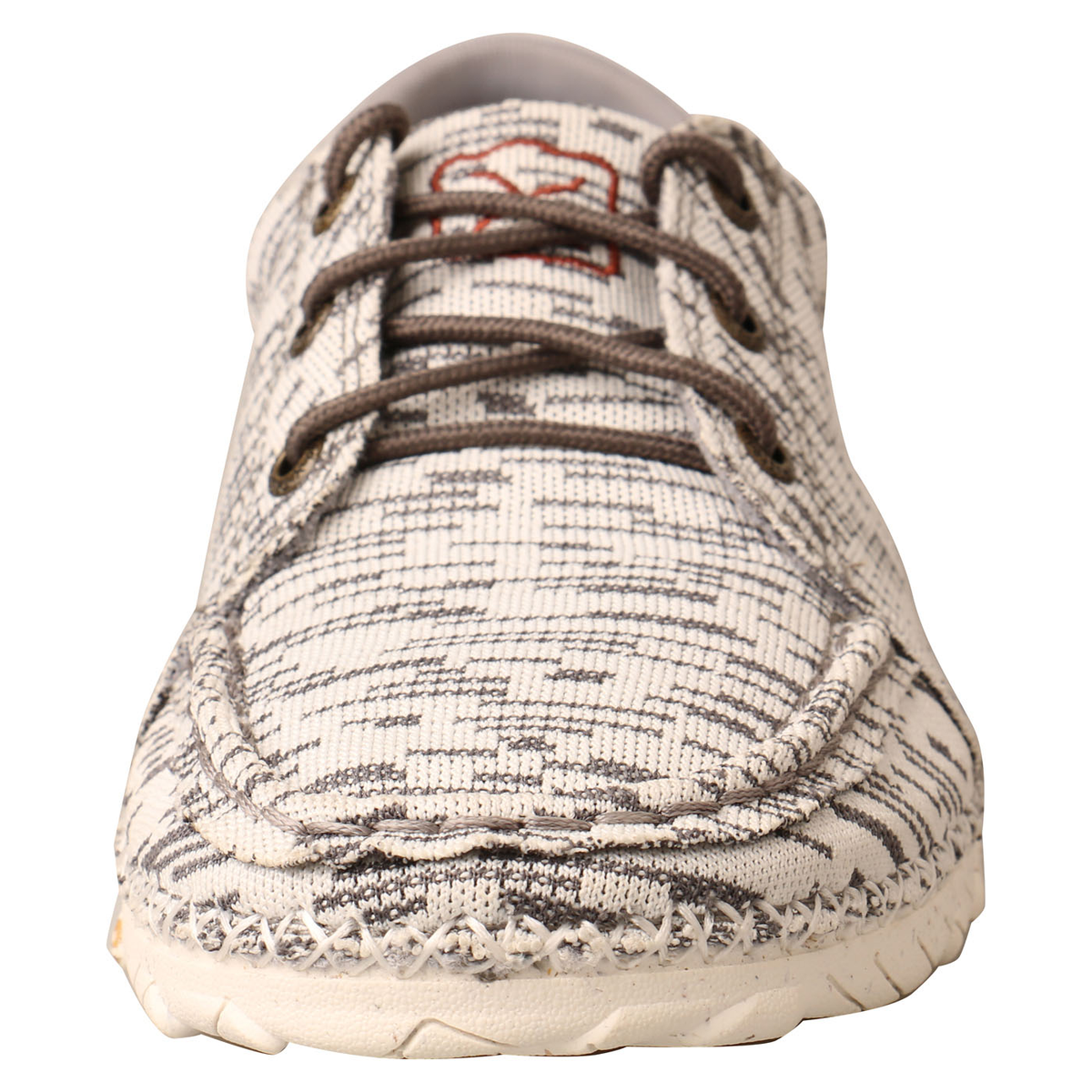 Allen's Bootery Twisted X Zero-X white and grey eco-friendly sneaker with bamboo laces and interlocking stitching