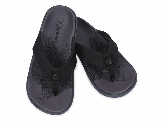 Allen's Bootery Victoria black memory foam thong sandals with contoured footbed and engineered knit upper