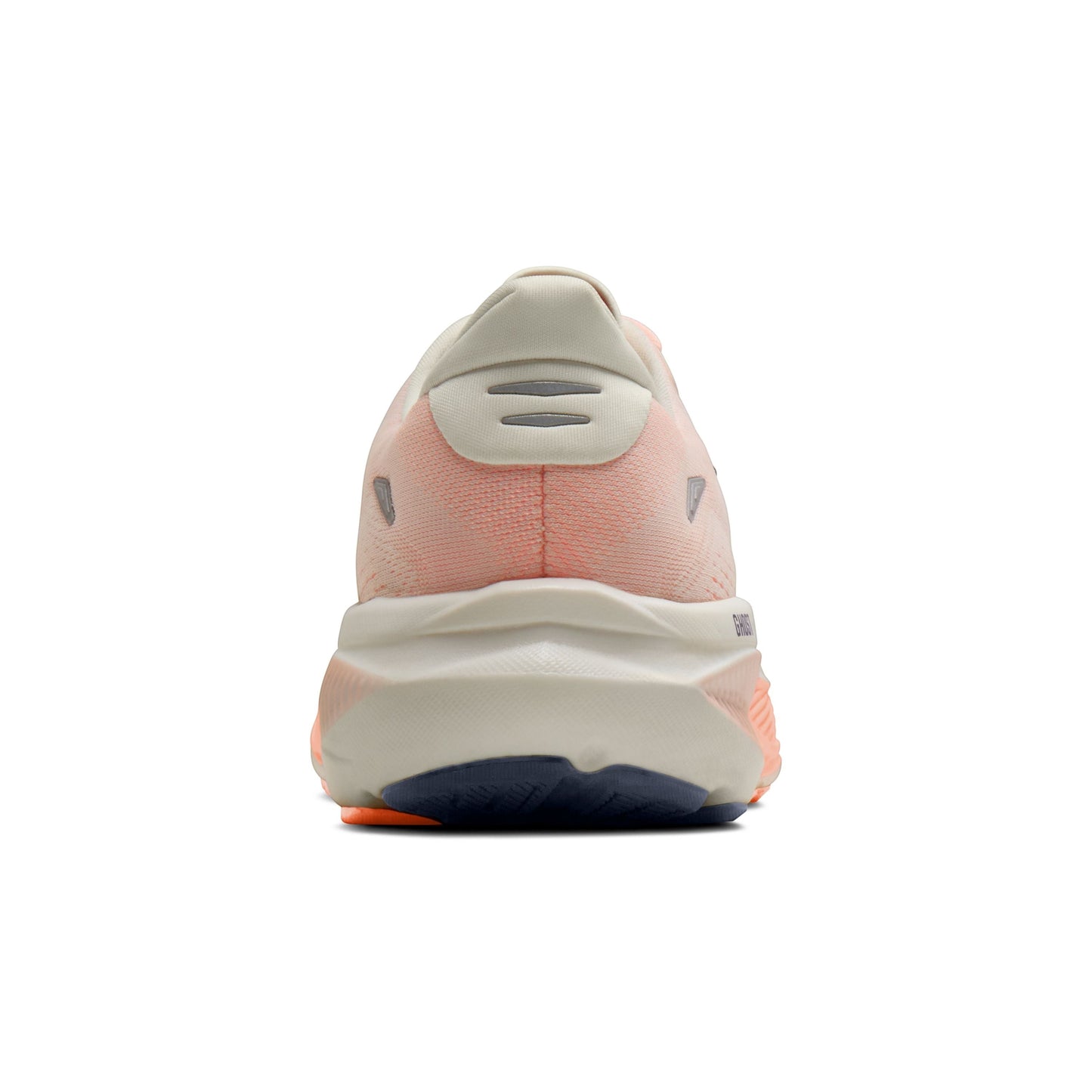 Allen's Bootery W Ghost 18 women's running shoes in star white, cyber peach, and grey mesh with a cushioned sole.