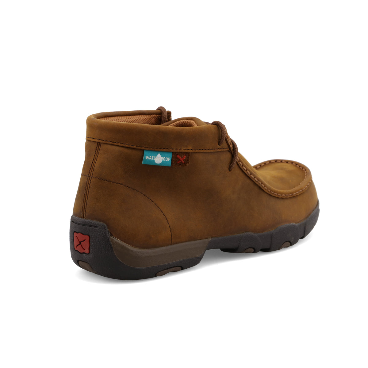 Allen's Bootery distressed saddle brown full-grain leather waterproof chukka boot with molded rubber outsole