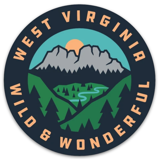 Allen's Bootery circular West Virginia Wild & Wonderful magnet featuring Seneca Rocks, mountains, and a river.
