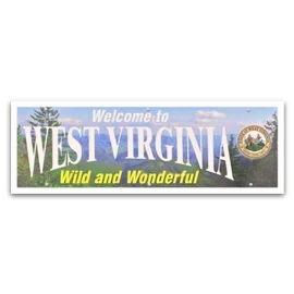 Allen's Bootery weather-resistant West Virginia interstate sign sticker featuring mountain landscape scenery