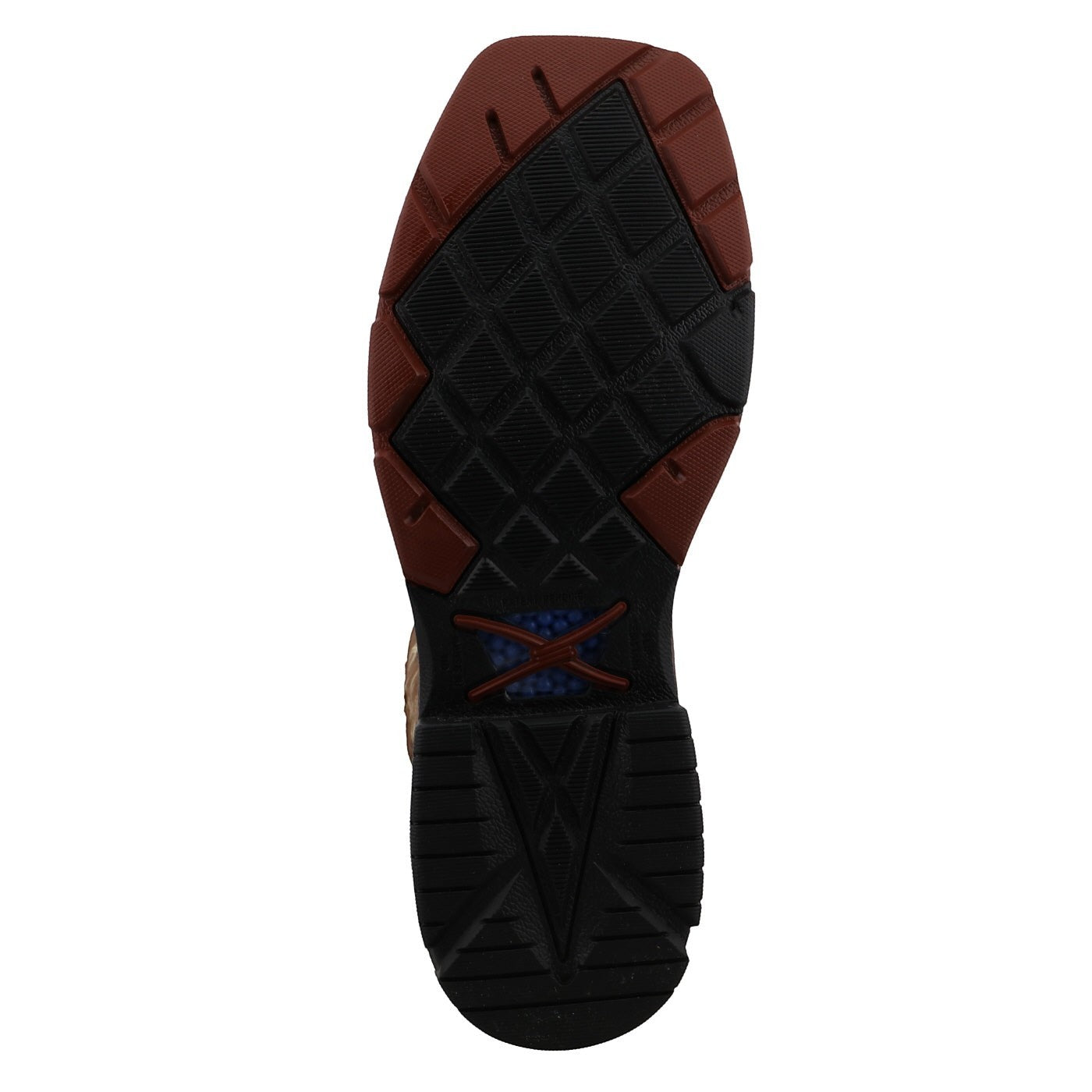 Allen's Bootery Twisted X waterproof western work boot showing the oil and slip resistant rubber outsole tread pattern