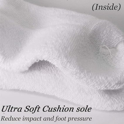 Allen's Bootery white diabetic quarter socks featuring an ultra-soft cushioned interior for reduced foot pressure.
