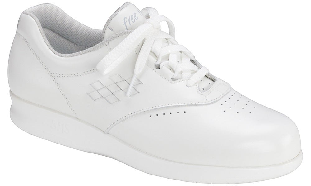 Allen's Bootery white SAS Freetime walking shoe with EZ Lace system and shock-absorbing sole