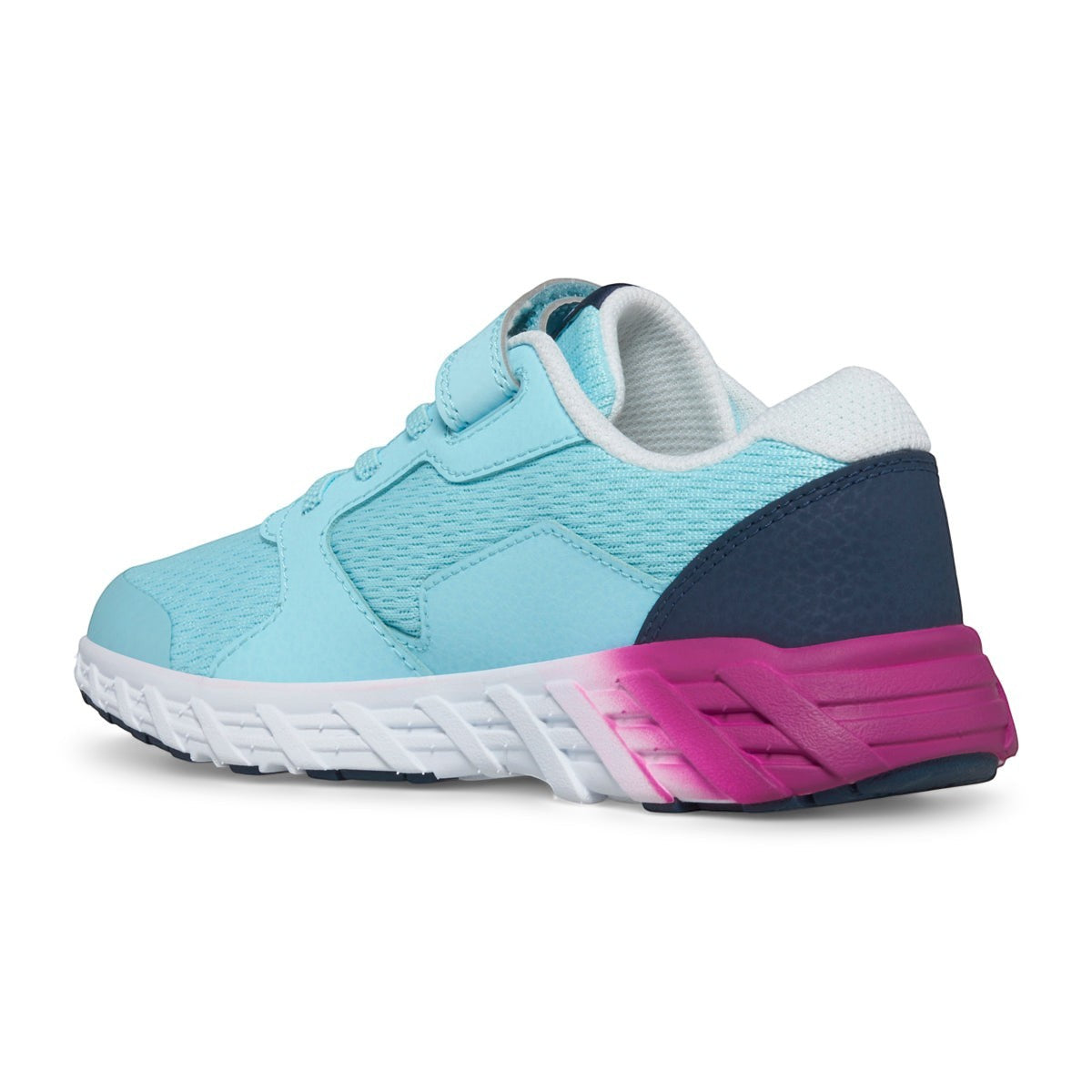 Allen's Bootery Little Kid's Wind A/C 2.0 sneaker in blue and pink with mesh and leather upper and EVA midsole