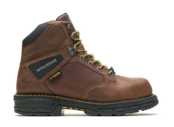 Allen's Bootery Wolverine Hellcat tobacco brown waterproof leather work boot with CarbonMAX composite toe