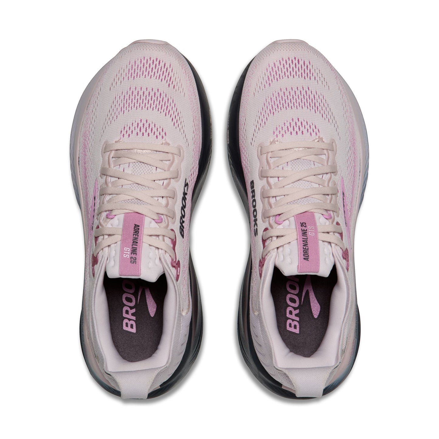Allen's Bootery Women's Adrenaline 25 mauve and pink breathable mesh running shoes with secure fit and responsive cushioning.