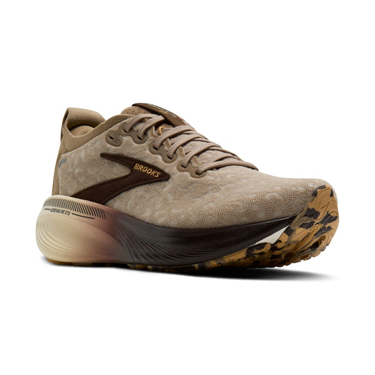 Allen's Bootery Women's Adrenaline 25 running shoe in beige with brown accents and a camouflage sole. Features breathable upper and supportive cushioning.