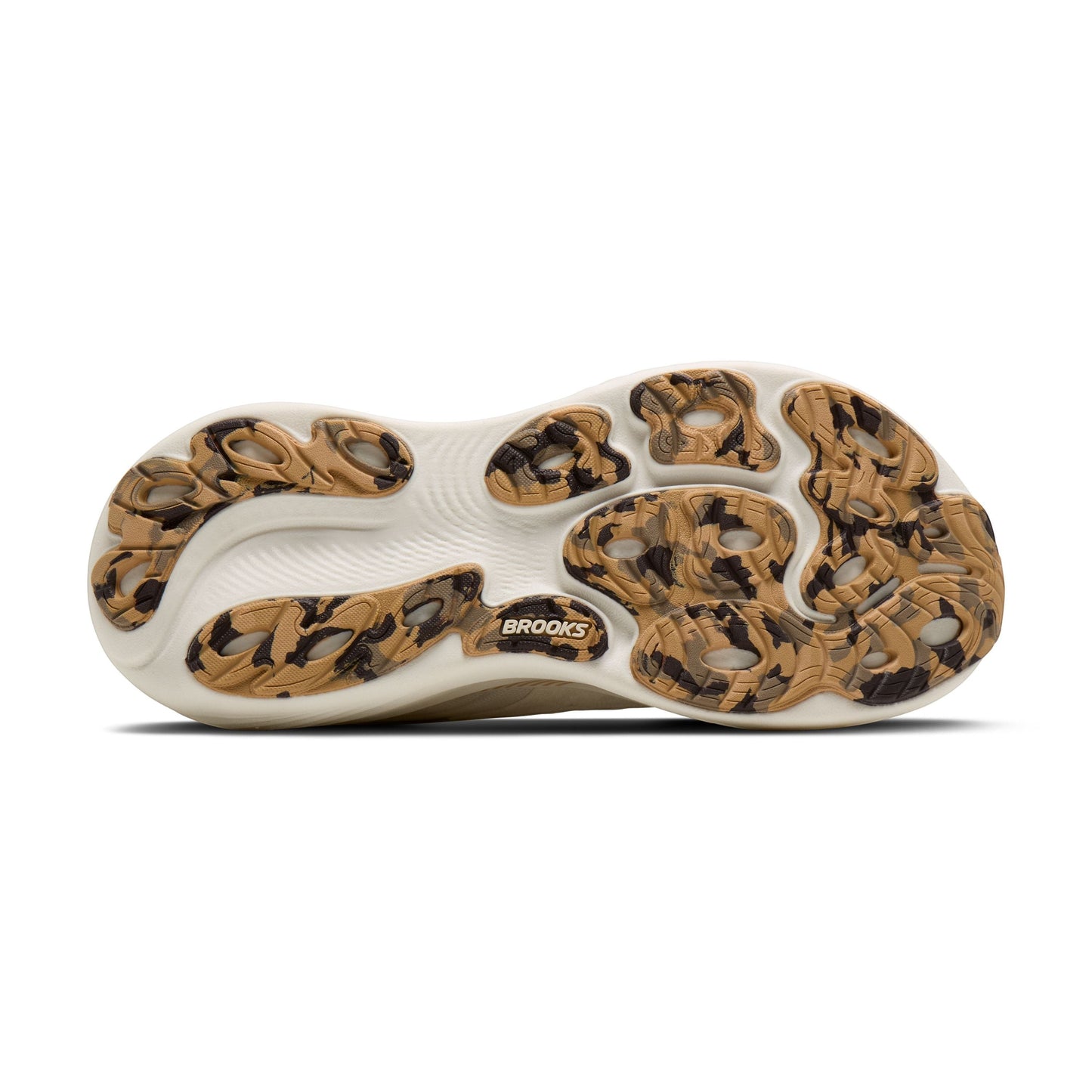 Allen's Bootery Women's Adrenaline 25 running shoe sole in coconut and tofu colors with a camouflage pattern on the outsole.