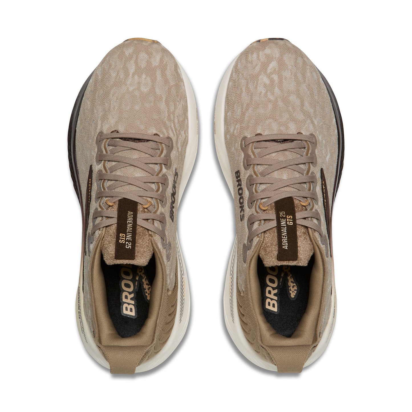 Allen's Bootery Women's Adrenaline 25 running shoes in greige and chocolate with a subtle patterned upper and responsive cushioning.
