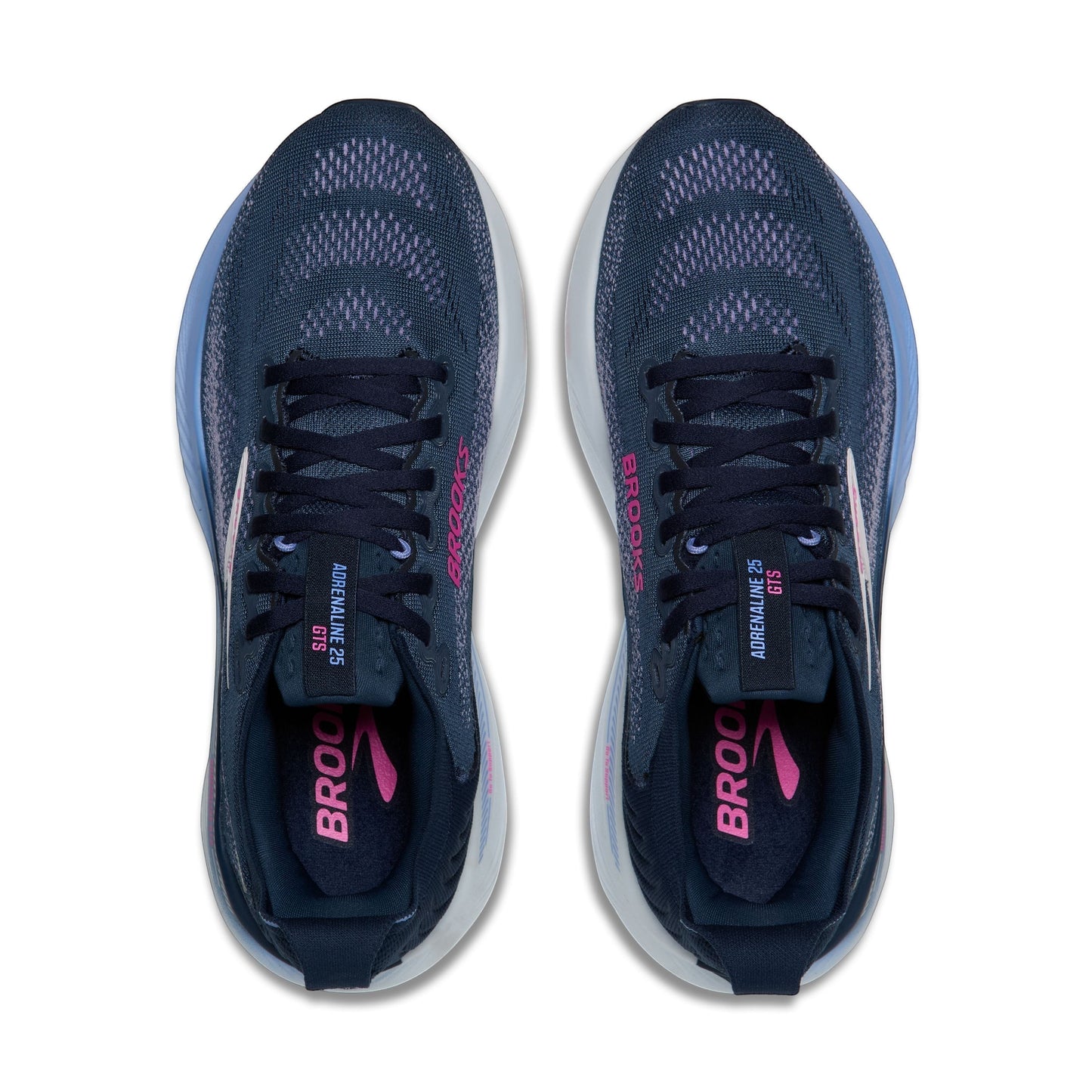 Allen's Bootery Women's Adrenaline 25 running shoes in navy with pink accents. Mesh upper, lace-up closure, and supportive cushioning.