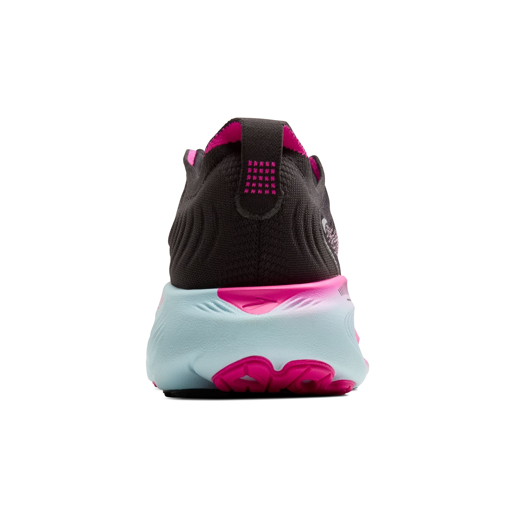 Allen's Bootery Women's Adrenaline GTS 25 running shoes in black with cyber pink and iced aqua accents. Features breathable mesh and supportive cushioning.