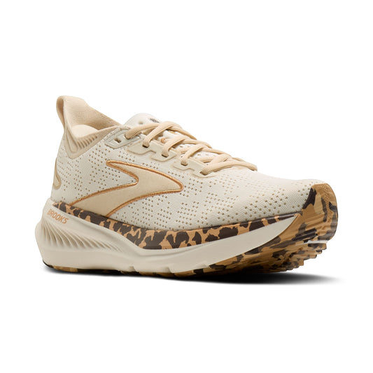 Allen's Bootery Women's Glycerin 23 running shoes in cream with leopard print sole detail. Neutral support.