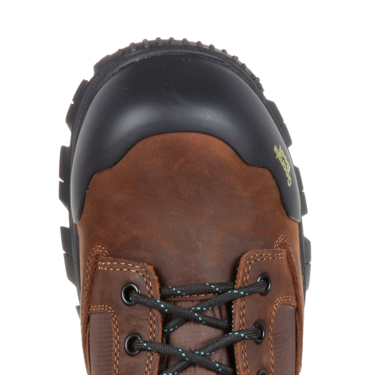Allen's Bootery Georgia Boot women's waterproof work boot featuring a brown leather upper and black composite toe cap.