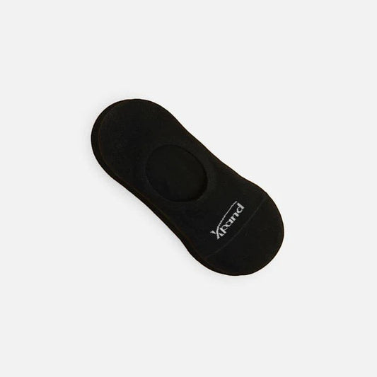 Allen's Bootery Xpand black lightweight no-show socks with anti-slip heel lock and breathable Tencel fabric.