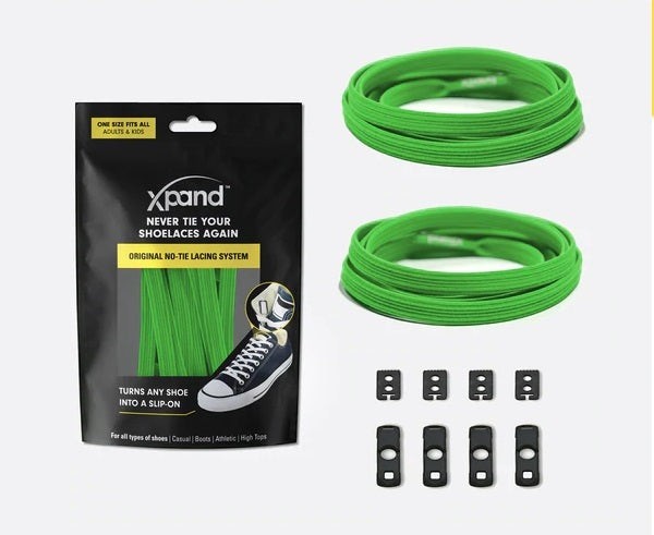 Allen's Bootery Xpand Laces Original no-tie elastic shoelaces in clover green with anchors and end clips