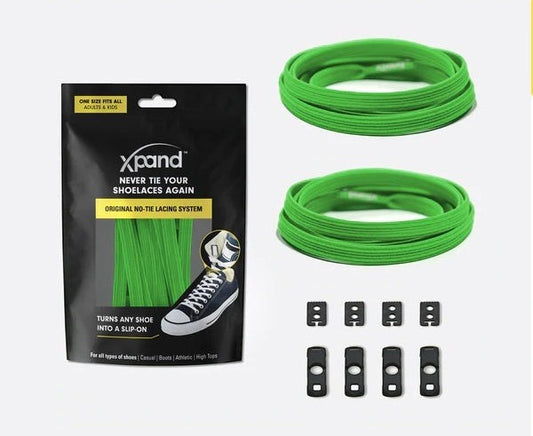 Allen's Bootery Xpand Laces Original no-tie elastic shoelaces in clover green with anchors and end clips