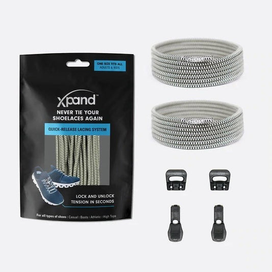 Allen's Bootery Xpand glow in the dark elastic laces kit with locking anchors and end clips for one pair of shoes