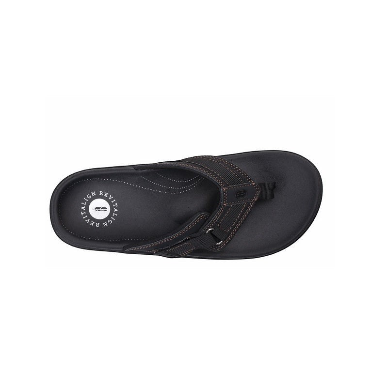 Allen's Bootery YUMI Northfork black thong sandal with durable webbing straps and a supportive contoured footbed.